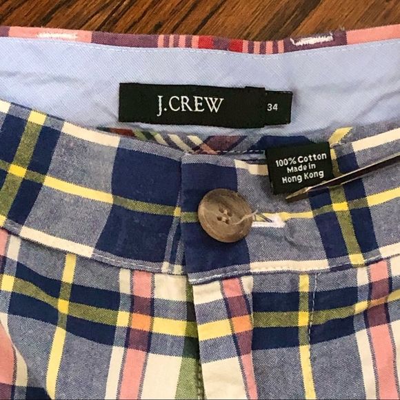 J.CREW Mens Madras Plaid Patchwork Flat Front Shorts Size 34 - Picture 5 of 6